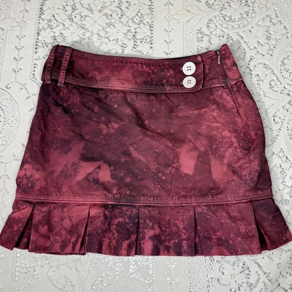 Karen Millen England DIY Bleach Dye Pleated Mini Skirt – Y2K Grunge Fairy Punk